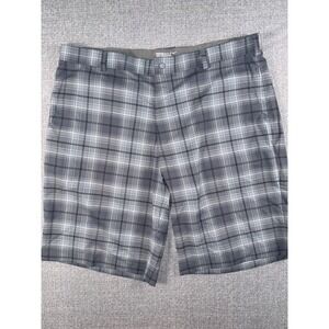 Nike Golf Tour Performance Dri-FIT Plaid Shorts Mens 40 Grey White Checkered